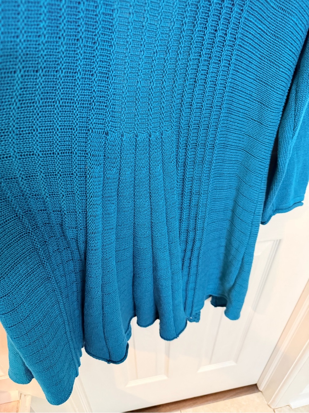 NY Collection Woman Turquoise Open Knit Cardigan 2X Boho Lightweight Duster - Picture 5 of 5